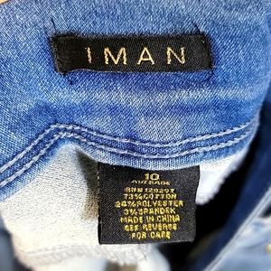 EUC Iman Size 10 Stretch Denim Beaded cuff straight leg ankle pants🍓